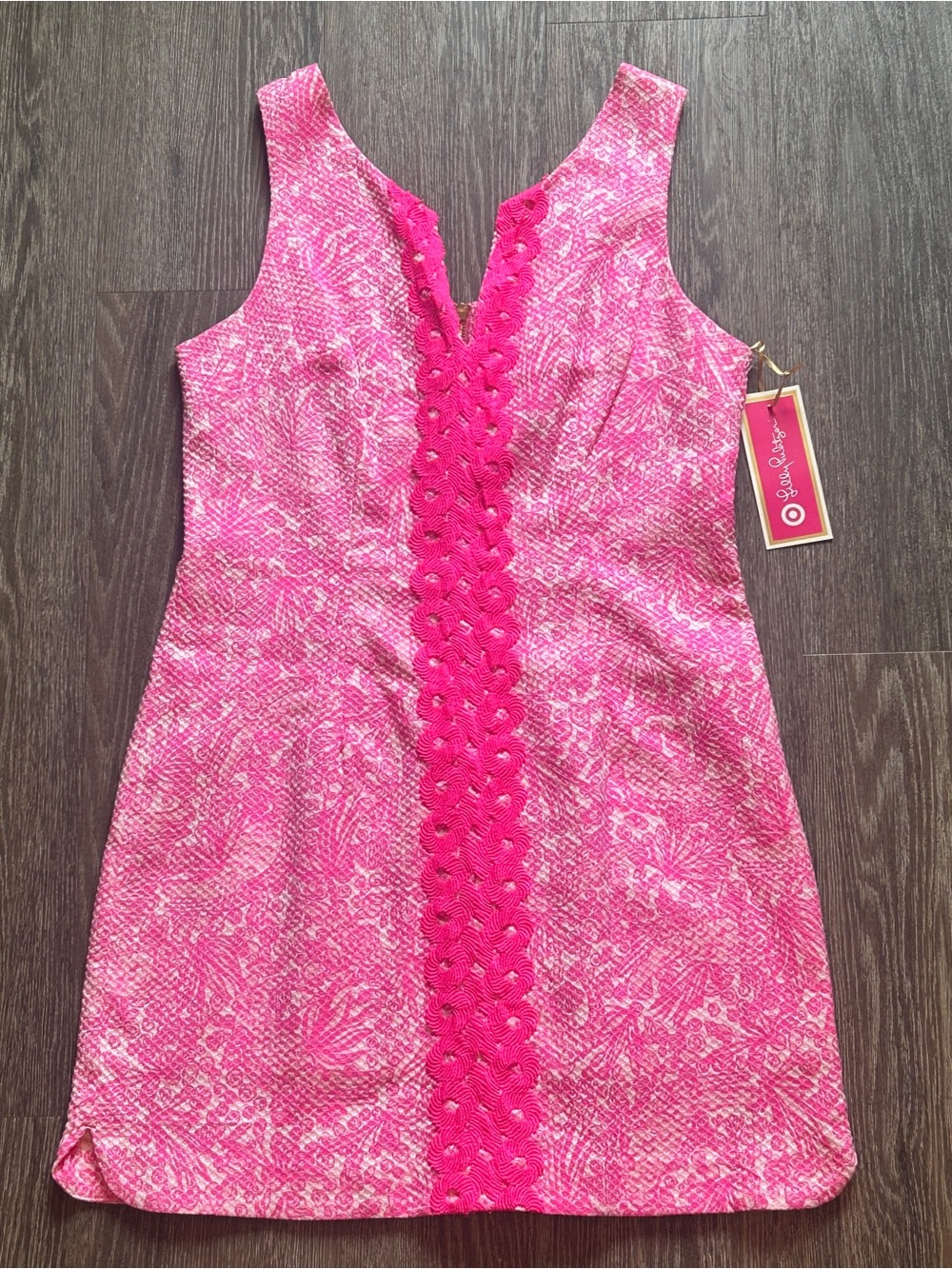 Lilly Pulitzer Hot Pink and White Floral Jacquard Dress